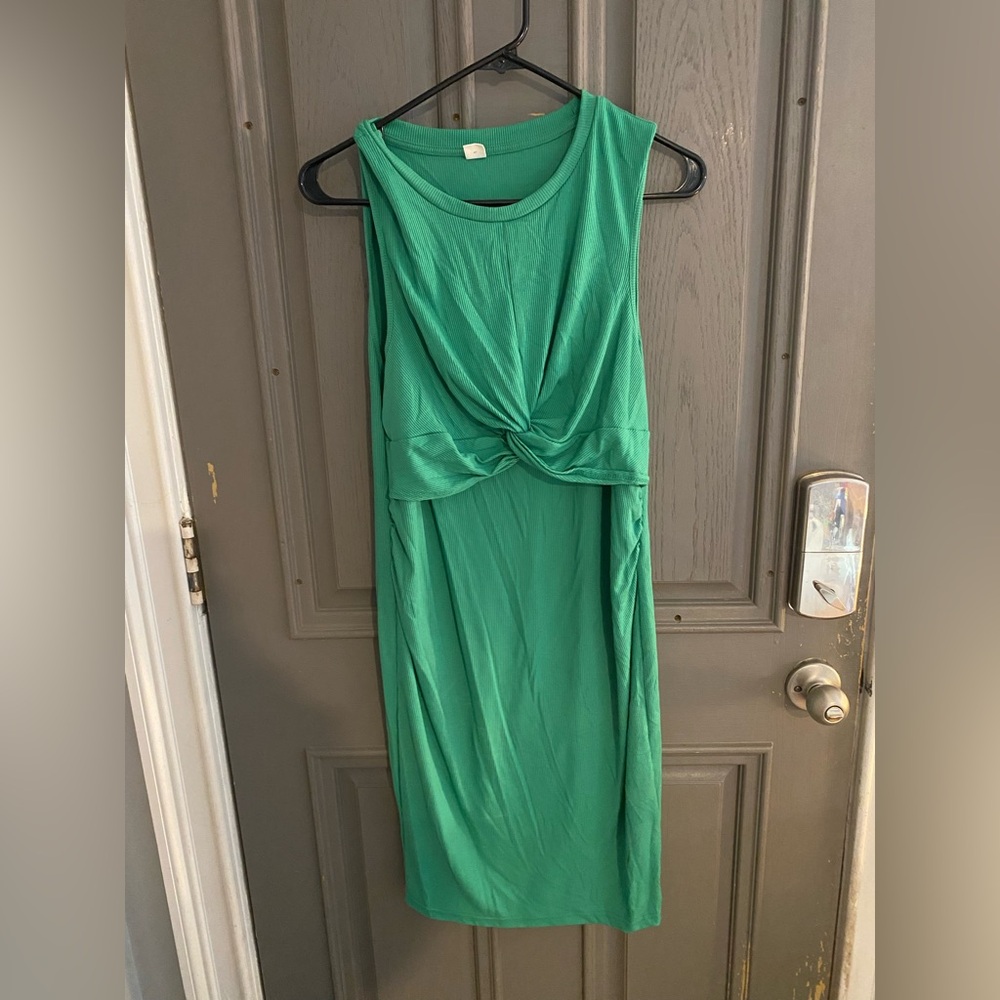 Maternity- Green Sleeveless Dress